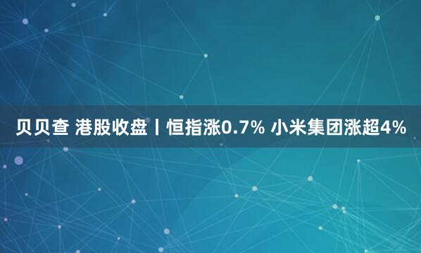 贝贝查 港股收盘丨恒指涨0.7% 小米集团涨超4%