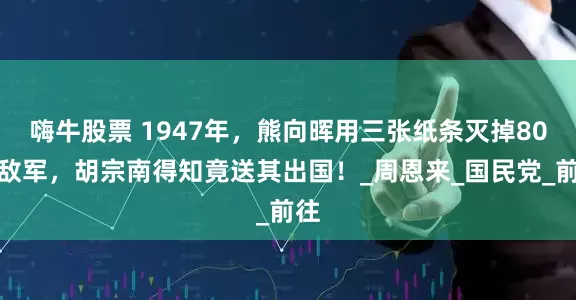 嗨牛股票 1947年，熊向晖用三张纸条灭掉80万敌军，胡宗南得知竟送其出国！_周恩来_国民党_前往